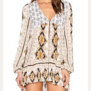 Free People Peasant Style Down by the Bay Tunic Ivory Combo Size Medium